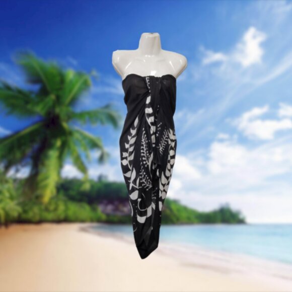 Womens Sarong Cotton Wrap Handpainted Batik Wrapskirt Beach Pareo Beachwear -NEW - Picture 7 of 8